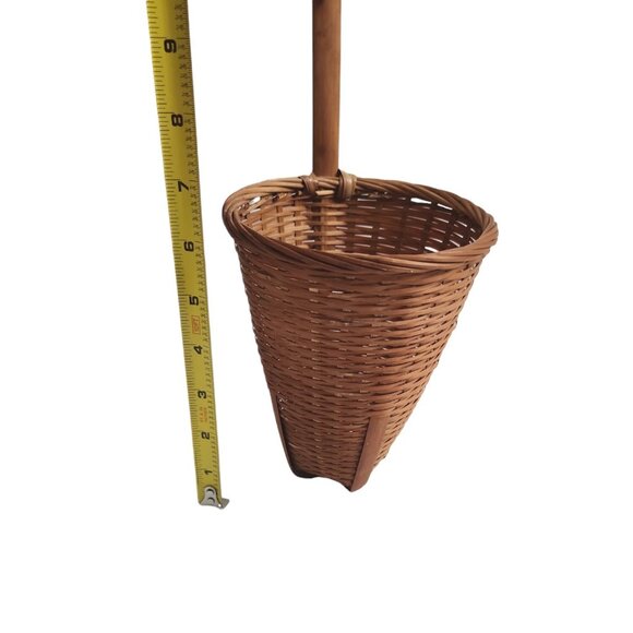 Vintage Cone Woven Wood Wicker Basket Lot Of 2 Baskets Wall Hanging Decor Boho - Picture 15 of 16
